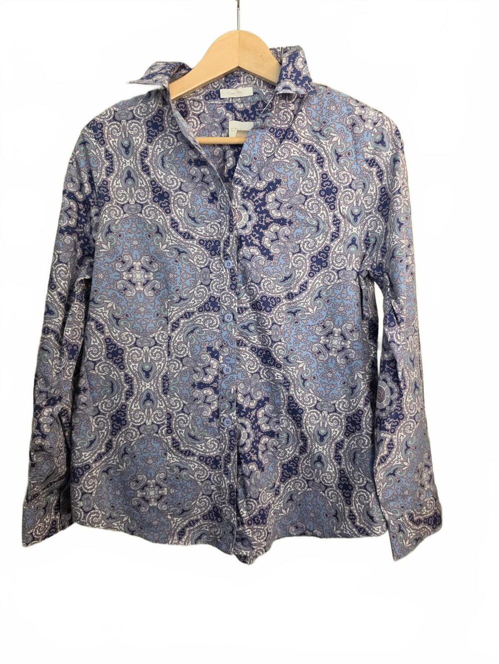 Chico's 100% cotton blue paisley blouse size 0